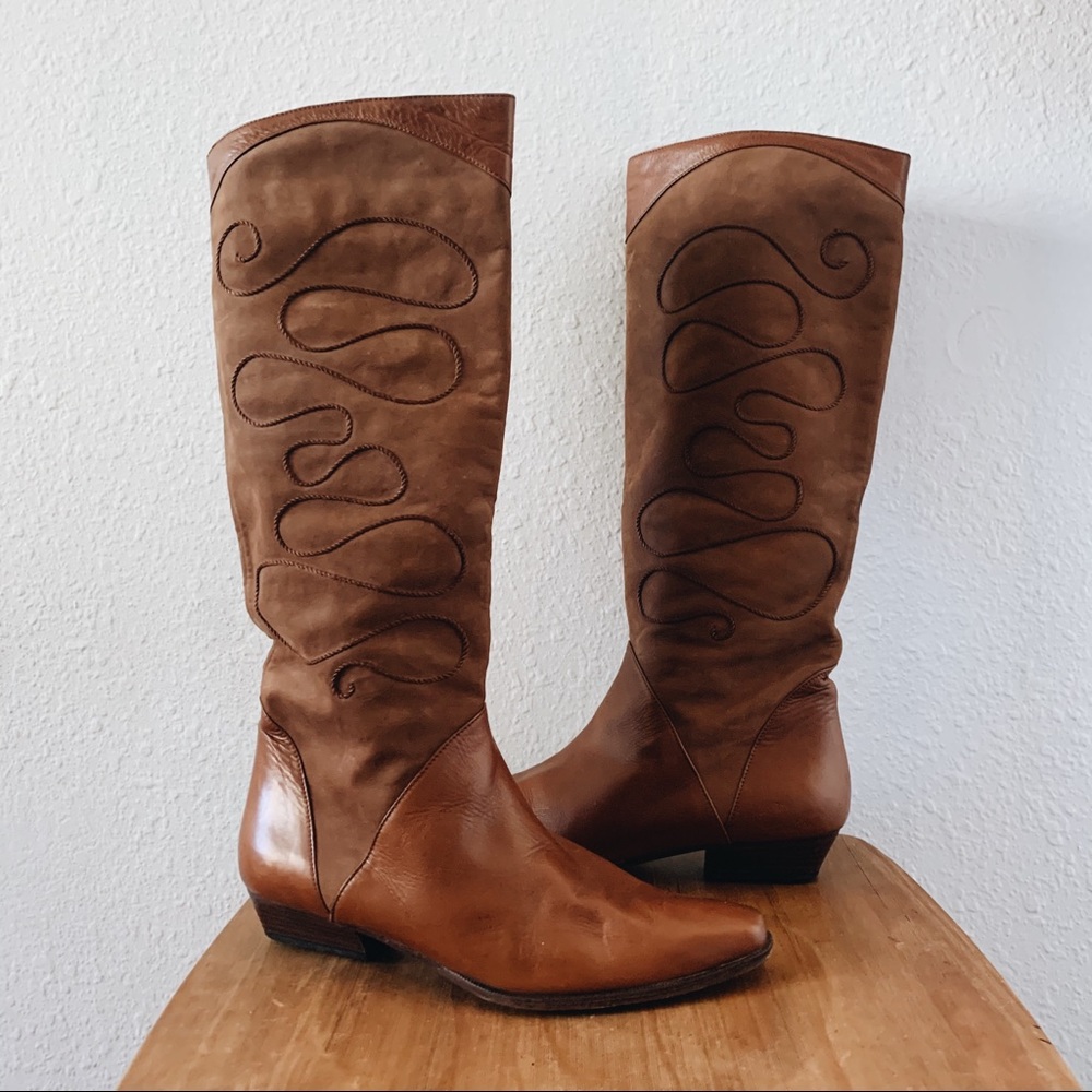 Chantal Leather Suede Cowboy Western Boots